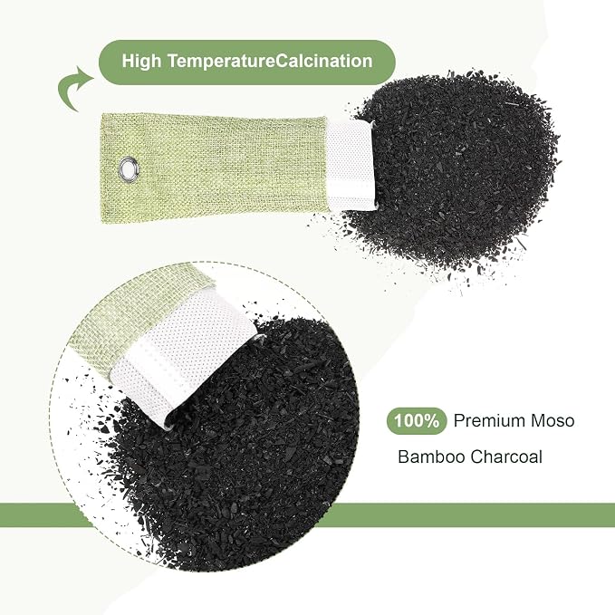 24 Pcs Activated Charcoal Odor Absorber 50g/100g/200g, Air Purifying Bamboo Charcoal Bags, Natural Shoe Odor, alternate view