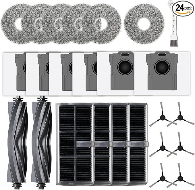24 Pcs Replacement Parts for L10s Ultra Gen 2/ L10s Pro Ultra Heat/ X30 Ultra/for E30 Ultra Robot Vacuum and Mop, 2