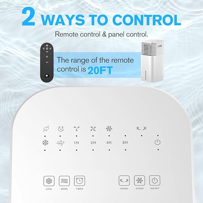 24" Windowless Portable Air Conditioner, 15H Timer &120°Oscillation, 3-IN-1 Portable AC Unit w/Remote, 2Gal Tank, alternate