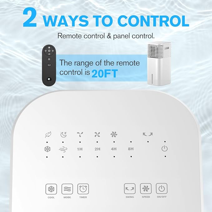 24" Windowless Portable Air Conditioner, 15H Timer&120°Oscillation, 3-IN-1 Portable AC Unit w/Remote, 2Gal Tank, alternate