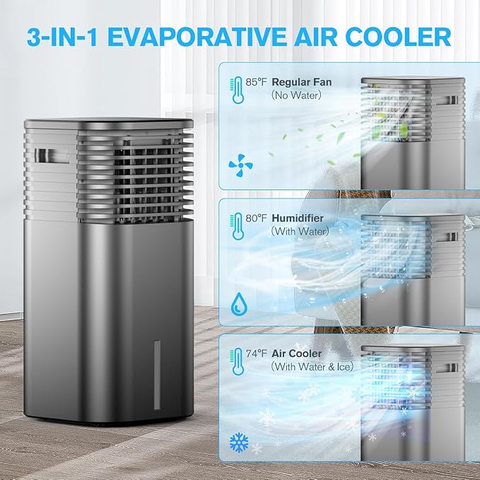 24" Windowless Portable Air Conditioner, 15H Timer&20°Oscillation, 3-IN-1 Portable AC Unit with Remote, 2Gal Tank, alternate