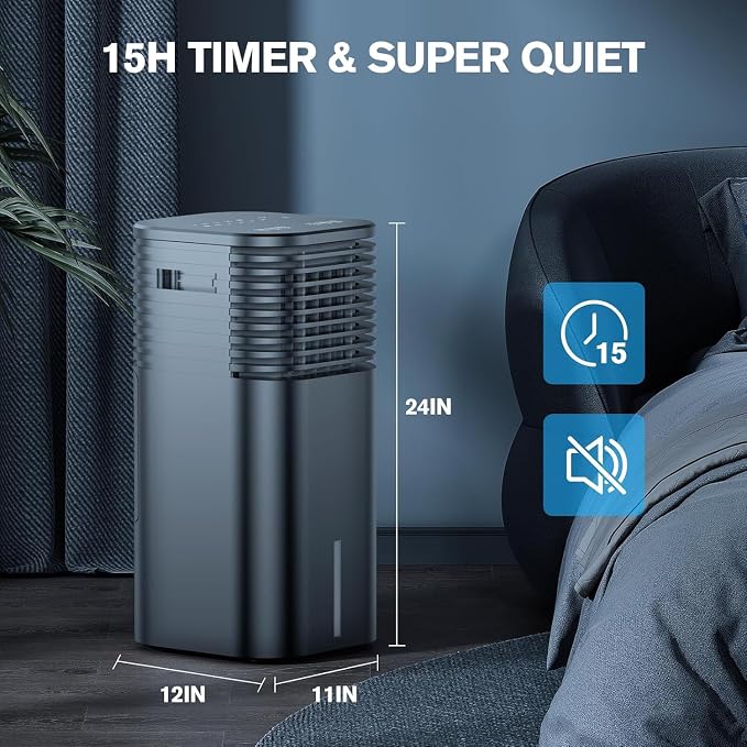 24" Windowless Portable Air Conditioner, 15H Timer&20°Oscillation, 3-IN-1 Portable AC Unit with Remote, 2Gal Tank, alternate