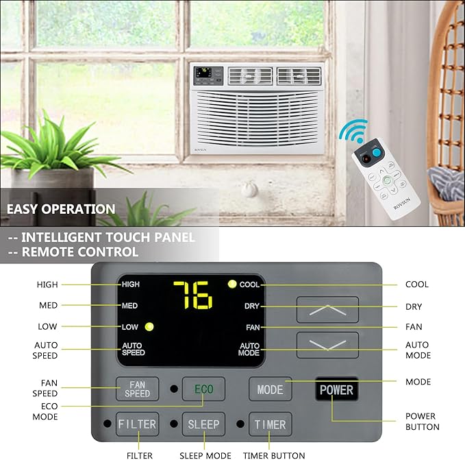 24000 BTU Air Conditioner Window Unit, 3-in-1 Window AC Unit Cooler, Dehumidifier & Fan with Timer, alternate product view 4