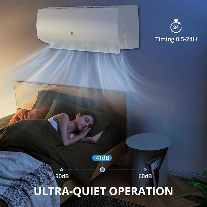 24000 BTU Mini Split AC/Heating System - 21 SEER2 Ultra Efficient Heat Pump with WIFI, 208/230V Wall Mounted Air Conditioner