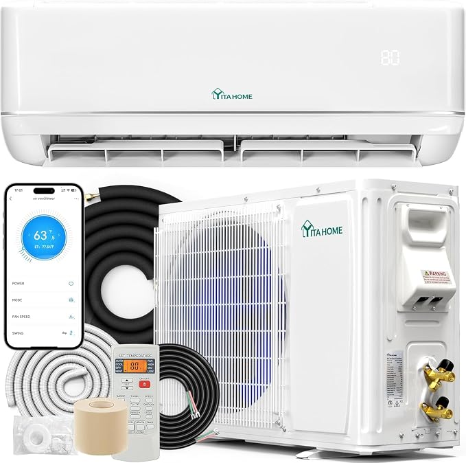 24000 BTU Mini Split Air Conditioner Heat Pump System, 21 SEER2 208-230V Ductless Inverter System with Wi-Fi&Alexa