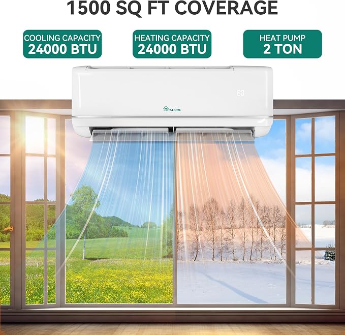 24000 BTU Mini Split Air Conditioner Heat Pump System, 21 SEER2 208-230V Ductless Inverter System with Wi-Fi&Alexa