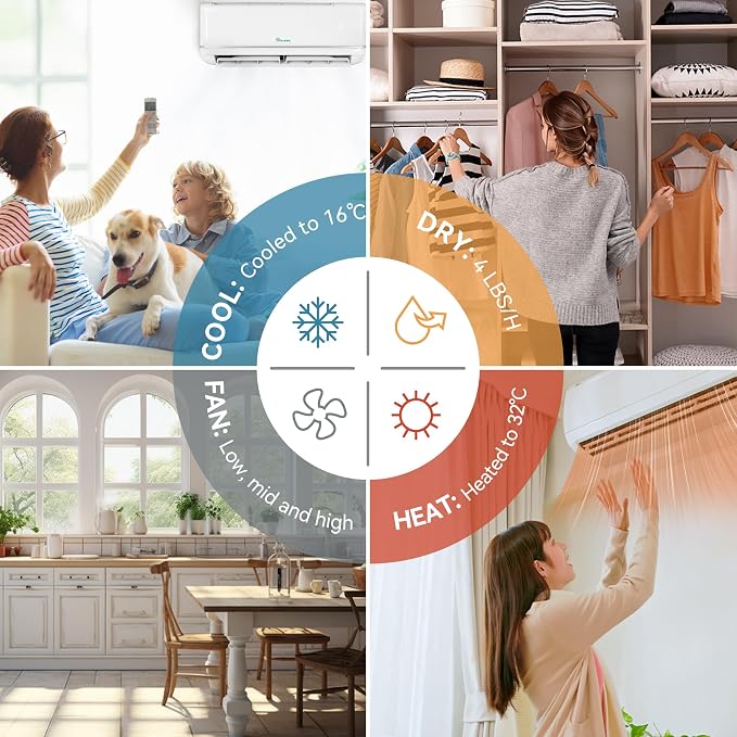 24000 BTU Mini Split Air Conditioner Heat Pump System, 21 SEER2 208-230V Ductless Inverter System with Wi-Fi&Alexa