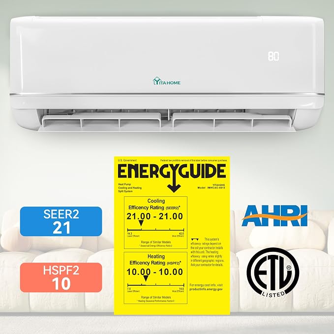 24000 BTU Mini Split Air Conditioner Heat Pump System, 21 SEER2 208-230V Ductless Inverter System with Wi-Fi&Alexa