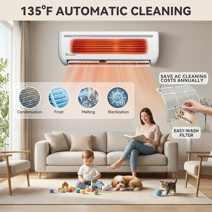 24000 BTU Mini Split Air Conditioner Heat Pump System, Wifi Enabled 18.5 SEER2 208-230V Inverter Ductless AC Cool Up to 1500