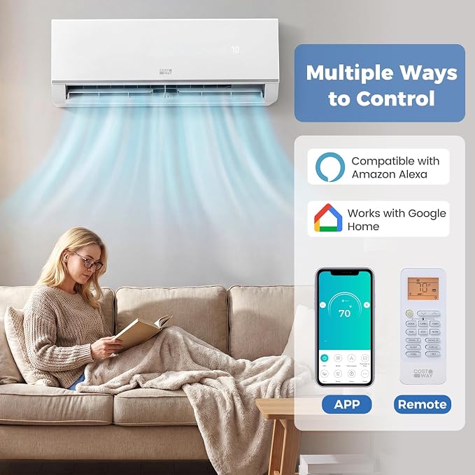 24000 BTU Mini Split Air Conditioner & Heater, 20 SEER2 208/230V Wifi EnabledEnergy Efficient Inverter Split AC Unit Up to