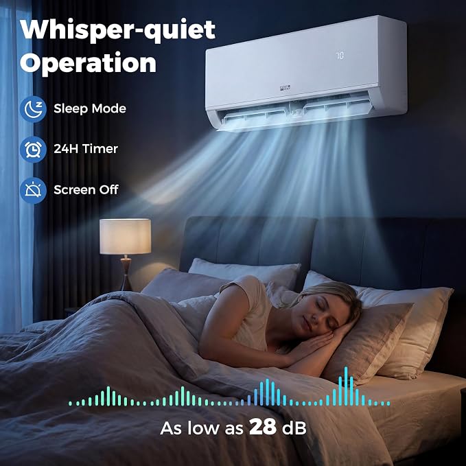 24000 BTU Mini Split Air Conditioner & Heater, 20 SEER2 208/230V Wifi EnabledEnergy Efficient Inverter Split AC Unit Up to