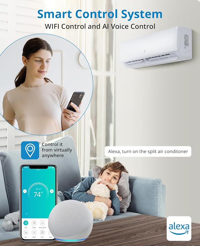 24000BTU Mini Split AC/Heating System, 19 SEER 208/230V Split AC Unit Cools Up to 1500 Sq., alternate product view 6
