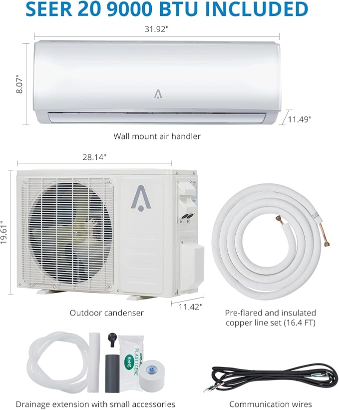 24000BTU Mini Split AC/Heating System, 19 SEER 208/230V Split AC Unit Cools Up to 1500 Sq., alternate product view 7