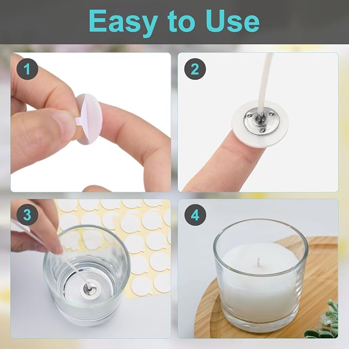 2400PCS Candle Wicks for Candle Making, Candle Wick Stickers, Heat Resistance Double-Sided Stickers with The, alternate view