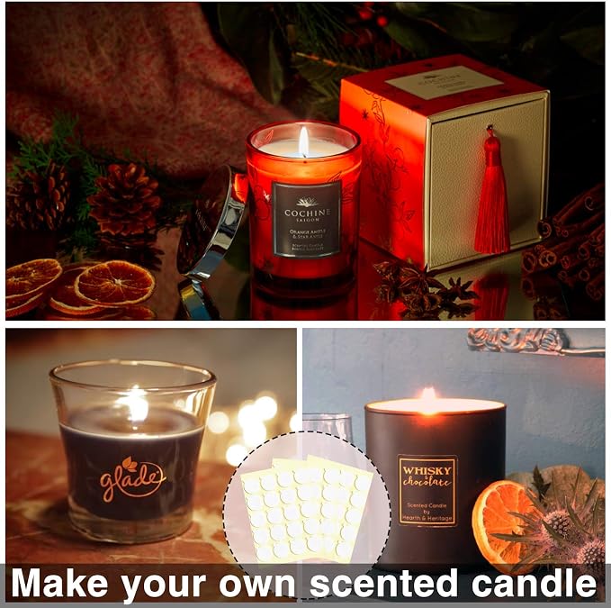240PCS Candle Making Kit, Candle Wick Stickers, Candle Making Supplies, Double-Sided Stickers with The Little ‘‘Tail’’, Hot