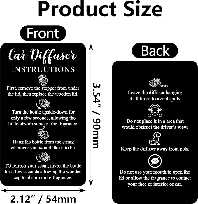 240Pcs Car Diffuser Instruction Cards comfort Hanging Accessories for Auto Oil Bottles Package Bag Supplies 3.54 X 2.12inch