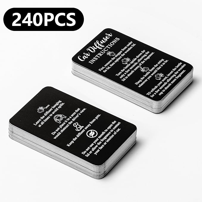 240Pcs Car Diffuser Instruction Cards comfort Hanging Accessories for Auto Oil Bottles Package Bag Supplies 3.54 X 2.12inch
