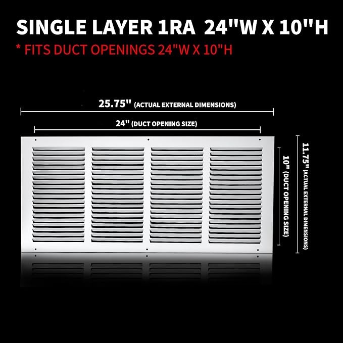 24x10 Return Air Grille(Duct Opening Size),Air Return Vent Cover,Flat Vent Cover,Rejillas De Aire Acondicionado Para
