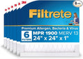 24x24x1 AC Furnace Air Filter, MERV 13, MPR 1900, Premium Allergen, Bacteria & Virus Filter, 3-Month Pleated 1-Inch