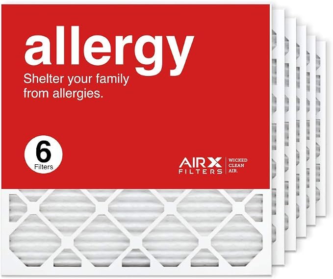 24x24x1 Air Filter MERV 11 Pleated HVAC AC Furnace Air Filter, Allergy 6-Pack, Made in the USA, product image