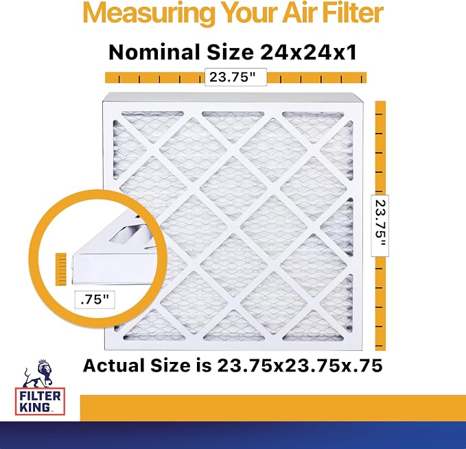 24x24x1 Air Filter (MERV 13) (6-Pack) Dust & Allergy Control AC Furnace Filters, MADE IN USA, HVAC, Pleated, Electrostatic