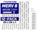 24x24x1 Air Filter (MERV 8) (12-Pack) Dust & Allergy Control AC Furnace Filters, MADE IN USA, HVAC, Pleated, product image