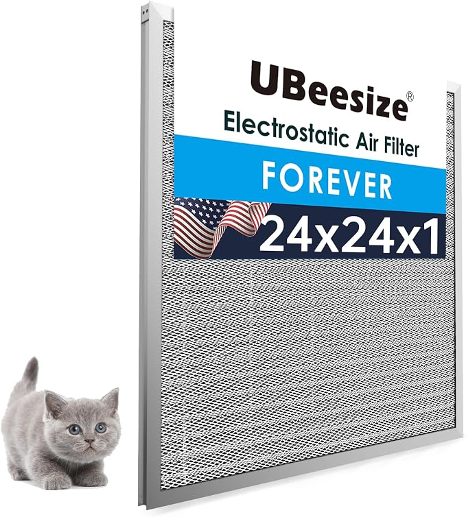 24x24x1 Reusable Electrostatic Air Filter HVAC AC Furnace Filter,MERV 8,Washable,Lasts a Lifetime,Permanent Air