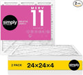 24x24x4 Air Filter, MERV 11, MPR 1000, 2 Pack, Furnace Air Filter for HVAC (Actual Size: 23.5"x23.5"x3.63") DUST, Pet &