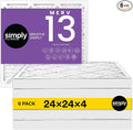24x24x4 Air Filter, MERV 13, 6 Pack, Furnace Air Filter for HVAC (Actual Size: 23.5"x23.5"x3.63") DUST, Pet & Allergy