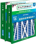 24x24x5 Air Filter MERV 13 Optimal Smoke & Allergy Defense (2-Pack), Electrostatic Pleated HVAC AC Furnace Filters