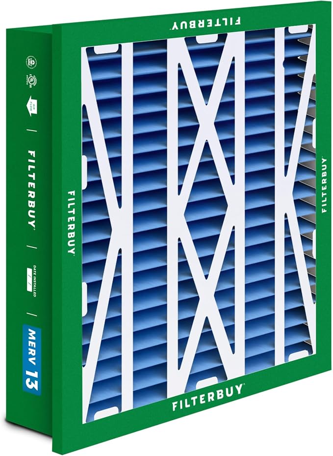 24x24x5 Air Filter MERV 13 Optimal Smoke & Allergy Defense (2-Pack), Electrostatic Pleated HVAC AC Furnace Filters