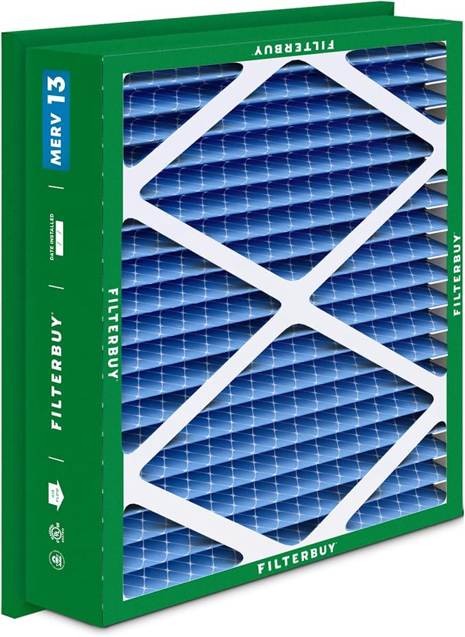 24x24x5 Air Filter MERV 13 Optimal Smoke & Allergy Defense (2-Pack), Electrostatic Pleated HVAC AC Furnace Filters