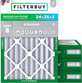 24x25x4 Air Filter MERV 8 Essential Dust & Allergy Defense (4-Pack), Electrostatic Pleated HVAC AC Furnace Filters