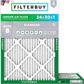 24x30x1 Air Filter MERV 8 Essential Dust & Allergy Defense (2-Pack), Electrostatic Pleated HVAC AC Furnace Filters
