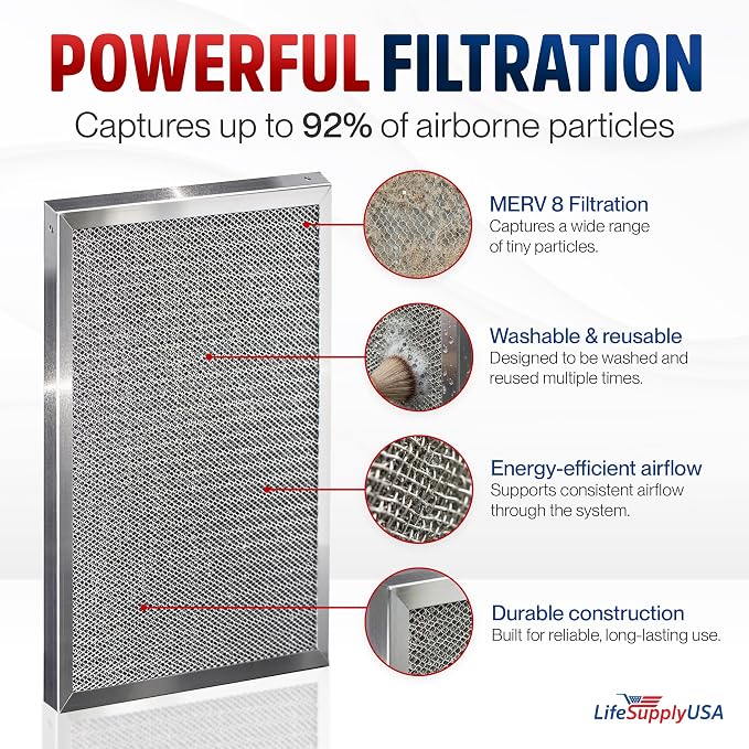 24x30x1 Electrostatic Air Filter, MERV 8, Washable, Reusable Furnace AC/HVAC Filter, Energy Saving, Easy to Clean, alternate