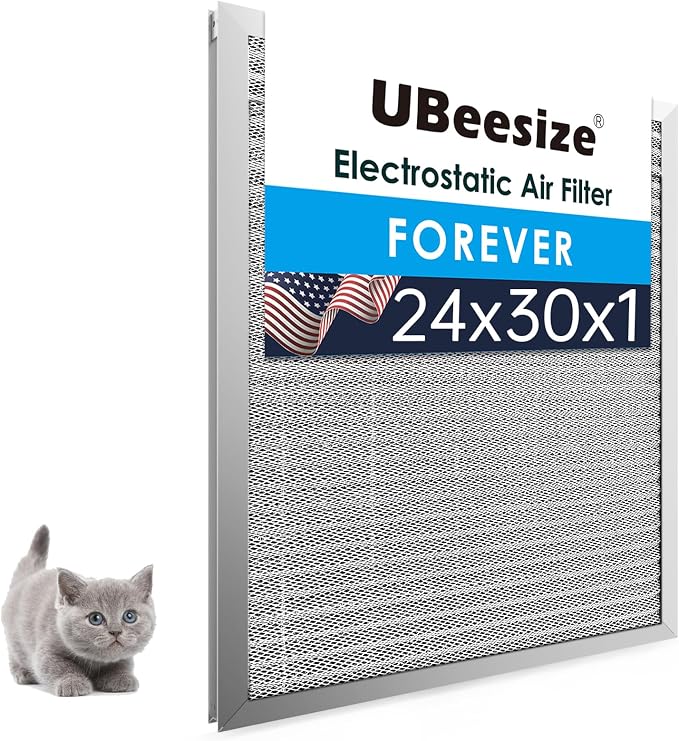 24x30x1 Reusable Electrostatic Air Filter HVAC AC Furnace Filter,MERV 8,Washable, Lasts a Lifetime,Permanent Air