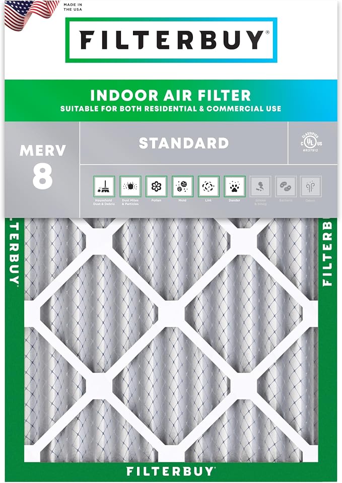24x30x2 Air Filter MERV 8 Essential Dust & Allergy Defense (1-Pack), Electrostatic Pleated HVAC AC Furnace