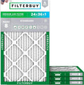 24x36x1 Air Filter MERV 8 Essential Dust & Allergy Defense (4-Pack), Electrostatic Pleated HVAC AC Furnace Filters