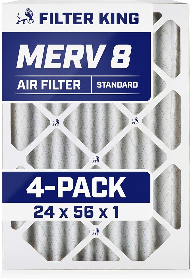 24x56x1 Air Filter (MERV 8) (4-Pack) Dust & Allergy Control AC Furnace Filters, MADE IN USA, HVAC, Pleated, product image
