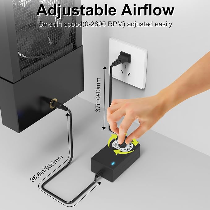 25.6-27.6 Inch Vertical Window Exhaust Fan for Sliding Windows – Securely Fit Top and Bottom Frame Tool-Free Setup with