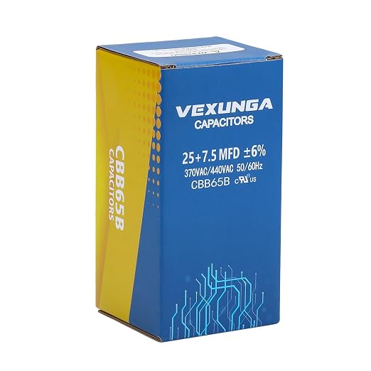 25/7.5 uF 25+7.5 MFD 370V or 440V Dual Run Start Round A/C Capacitor 25 7.5 uF 370 440 Volt VAC CBB65 Air Conditioner