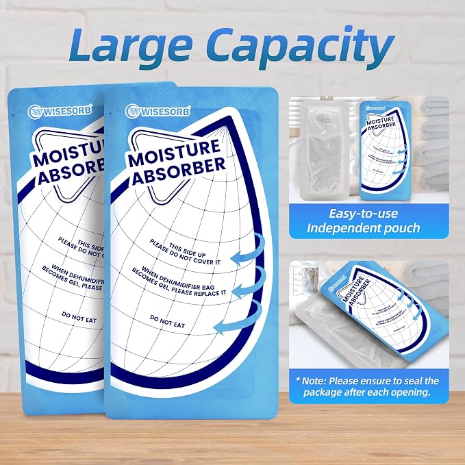25 Gram 10 Packs Moisture Absorbers Packs, Leakproof Desiccant Dehumidifier Bags for Bathrooms, Basements, Rvs, alternate