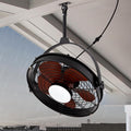 25 Inch Outdoor Ceiling Fan with Lights and Remote, Waterproof Gazebo Hanging Fan with 3CCT Dimmable, Black Plug in Caged