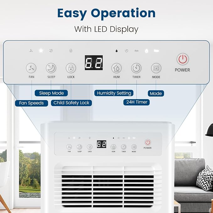 2500 Sq. Ft Dehumidifier for Basement, 32 Pints Portable Quiet Dehumidifier for Bedroom Bathroom with Sleep Mode, 24H Timer