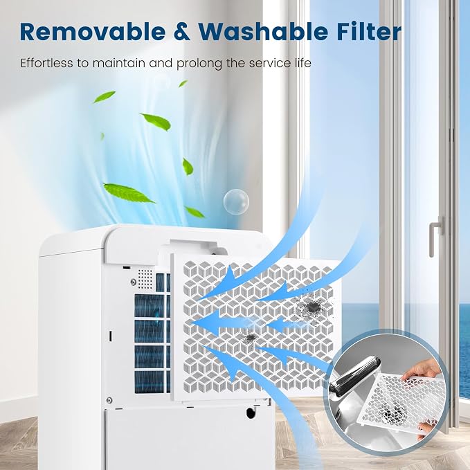 2500 Sq. Ft Dehumidifier for Basement, 32 Pints Portable Quiet Dehumidifier for Bedroom Bathroom with Sleep Mode, 24H Timer