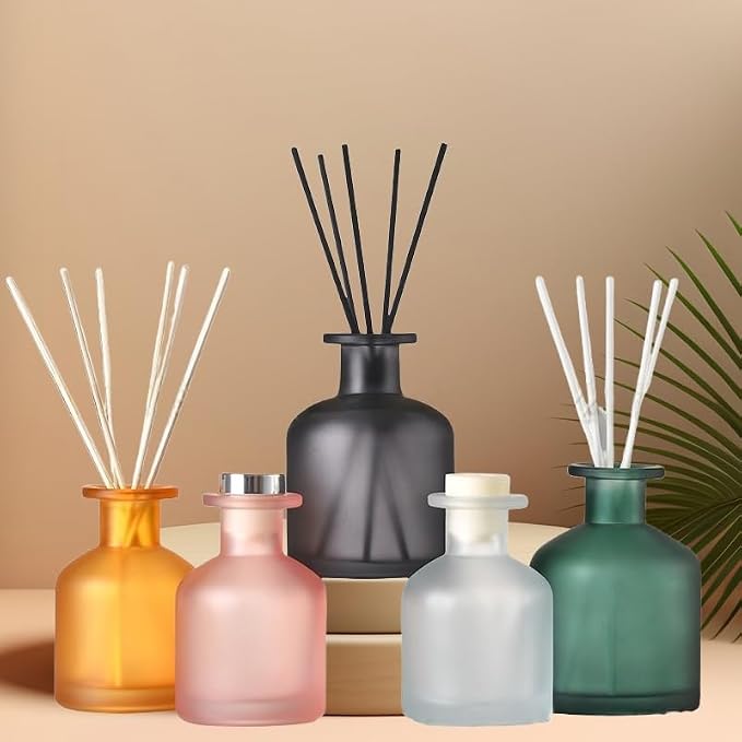 250ml Frosted Black Empty Glass Reed Diffuser Bottles,Refillable Diffuser Bottle for Essential Oils,Aromatherapy Container