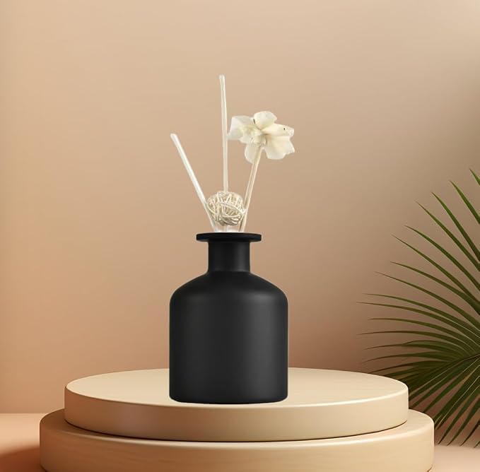 250ml Frosted Black Empty Glass Reed Diffuser Bottles,Refillable Diffuser Bottle for Essential Oils,Aromatherapy Container