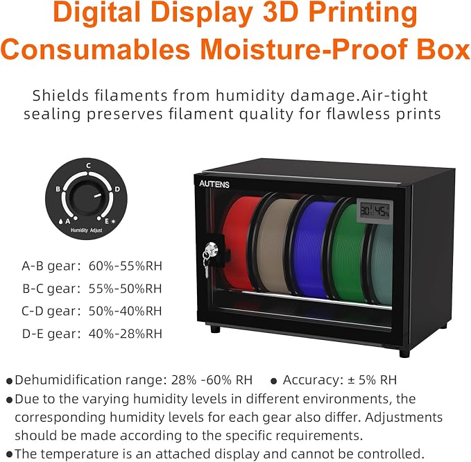 25L 3D Printer Filament Dehumidifier Storage Cabinet Box, Holds 5 Rolls with Humidity Control for Filament Storage, alternate