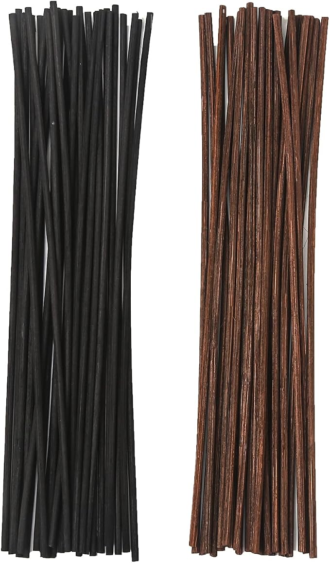 25pcs Black and 25pcs Brown Rattan Reed Diffuser Sticks Replacement Rattan Reed Diffuser Refill Sticks (Black+Brown), product