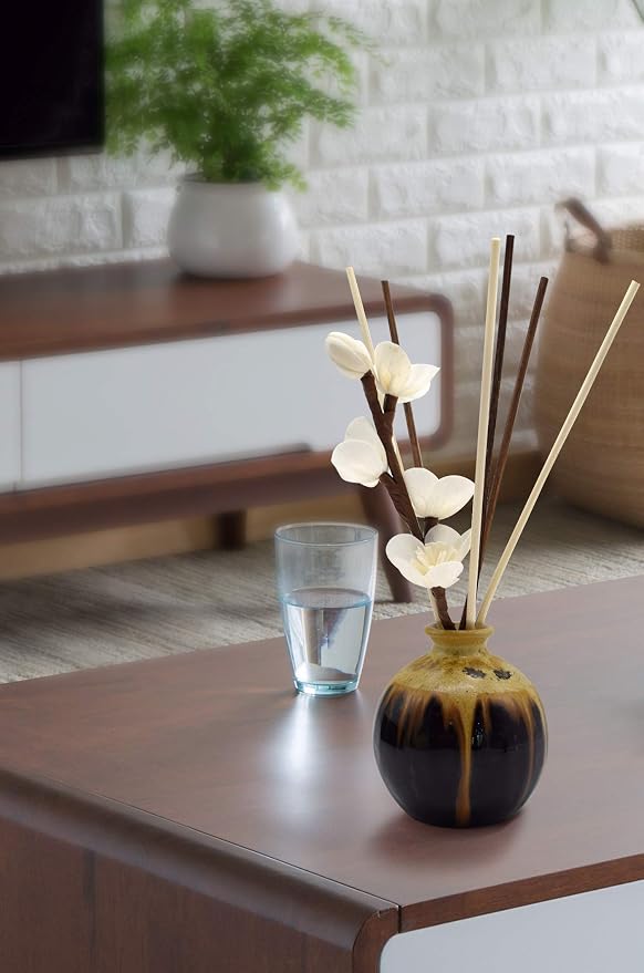 25pcs Black and 25pcs Brown Rattan Reed Diffuser Sticks Replacement Rattan Reed Diffuser Refill Sticks (Black+Brown)